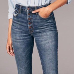 Abercrombie & Fitch l The Skinny High Rise Jeans W/Front Buttons Size 00